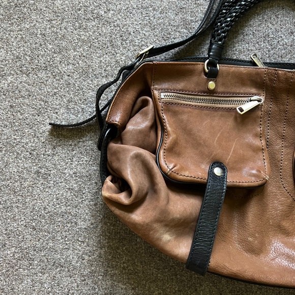 Gryson Jasper Leather Large Tote Shoulder Hand Bag Suede Lining Brown Black - Picture 7 of 16